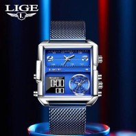 LIGE wrist watch with double display Digital Time Watch